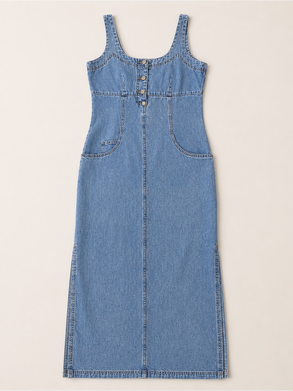 Newport News Jeanology Sculpting Denim Maxi Dres